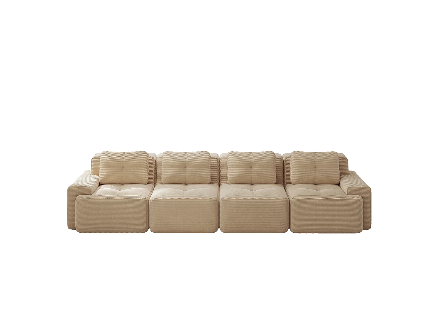 Canapé modulable 4 places 382 cm en velours côtelé - Beige - Sans montage