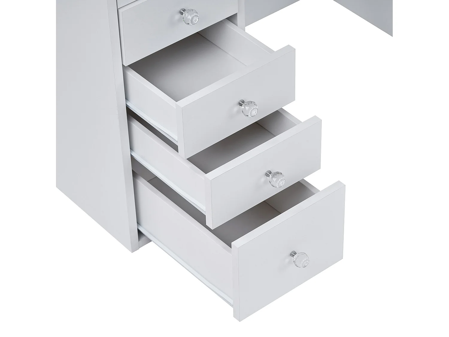 Coiffeuse 13 tiroirs avec vitrine décor blanc L120 cm - ZÉLIA