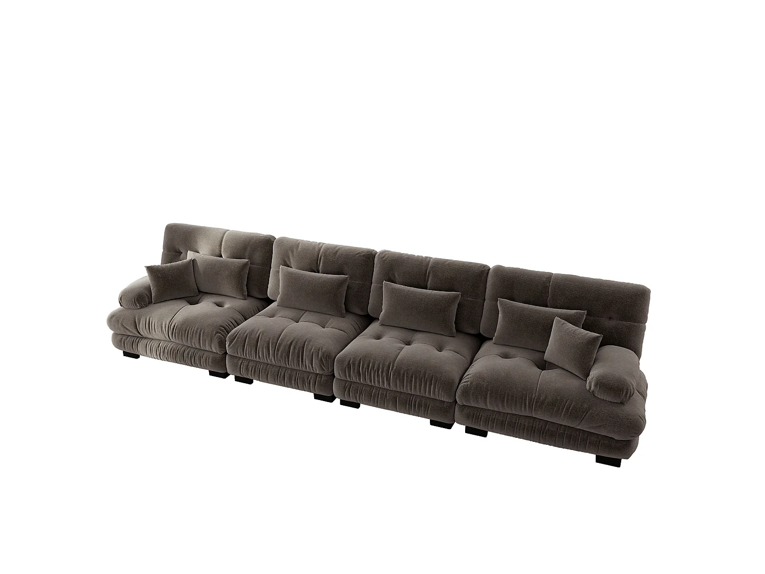 Canapé modulable 4 places 406 cm en chenille - Assise profonde - Marron