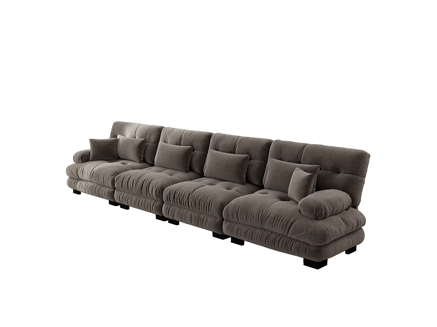 Canapé modulable 4 places 406 cm en chenille - Assise profonde - Marron