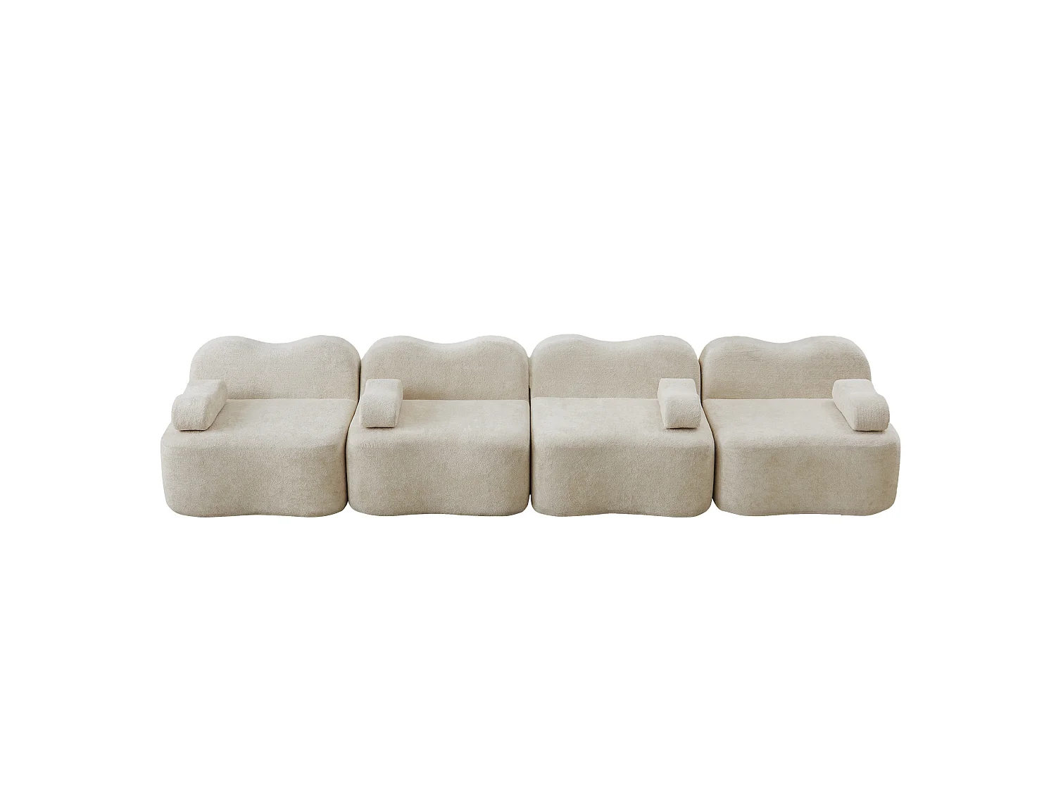 Canapé modulable 4 places 384 cm en velours - Beige
