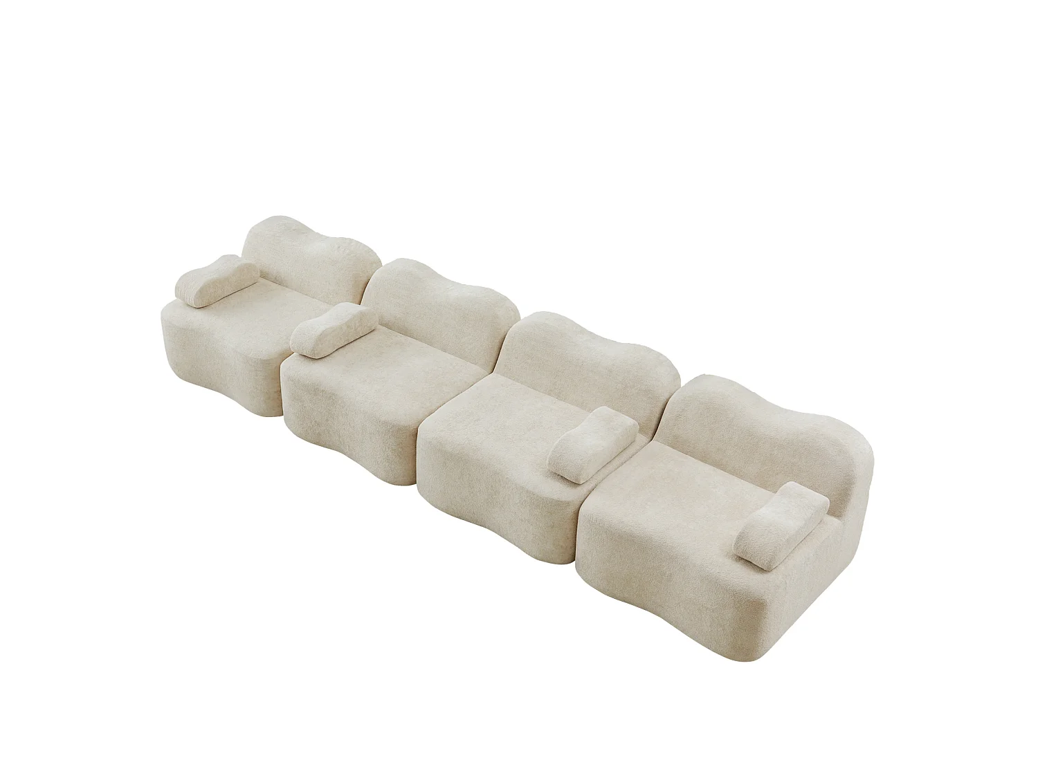 Canapé modulable 4 places 384 cm en velours - Beige