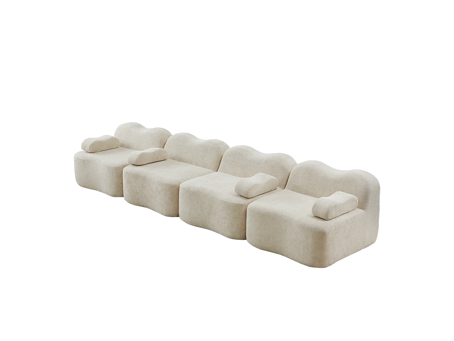 Canapé modulable 4 places 384 cm en velours - Beige