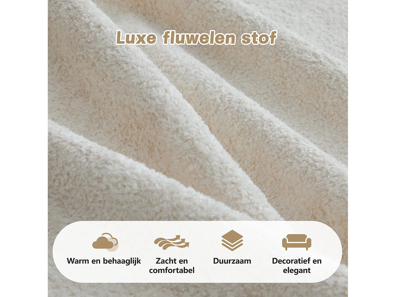 Canapé modulable 4 places 384 cm en velours - Beige