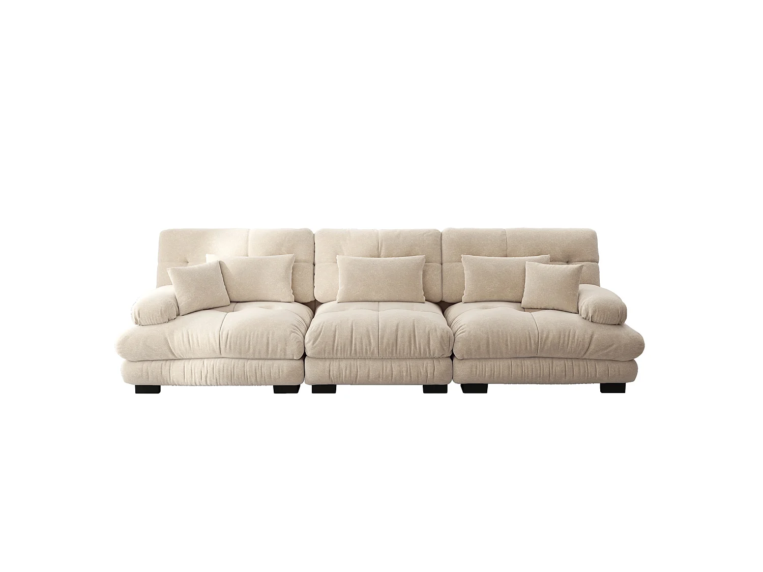Canapé modulable 3 places en chenille avec assise profonde - Marron clair