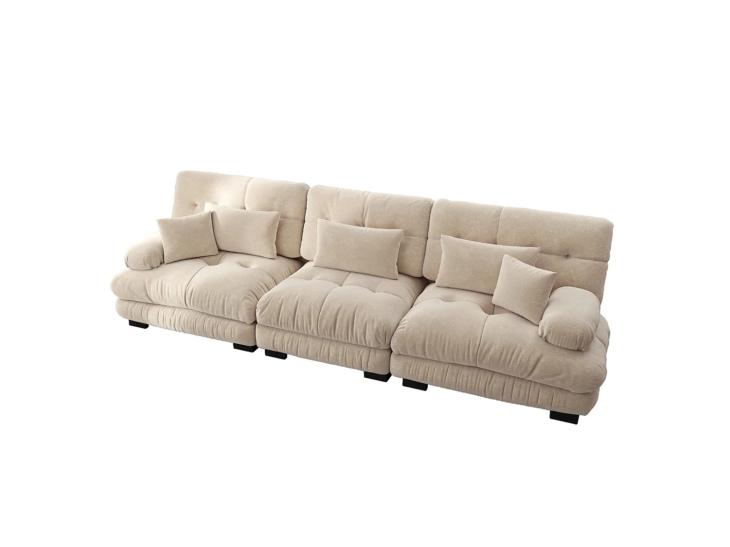 Canapé modulable 3 places en chenille avec assise profonde - Marron clair
