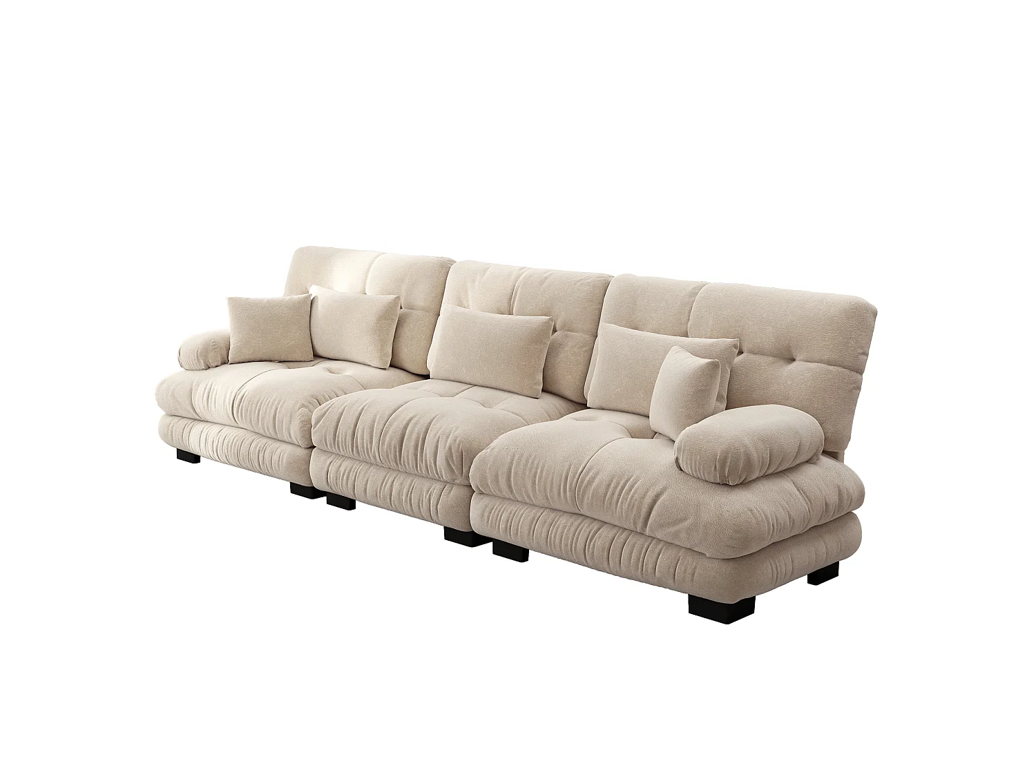 Canapé modulable 3 places en chenille avec assise profonde - Marron clair