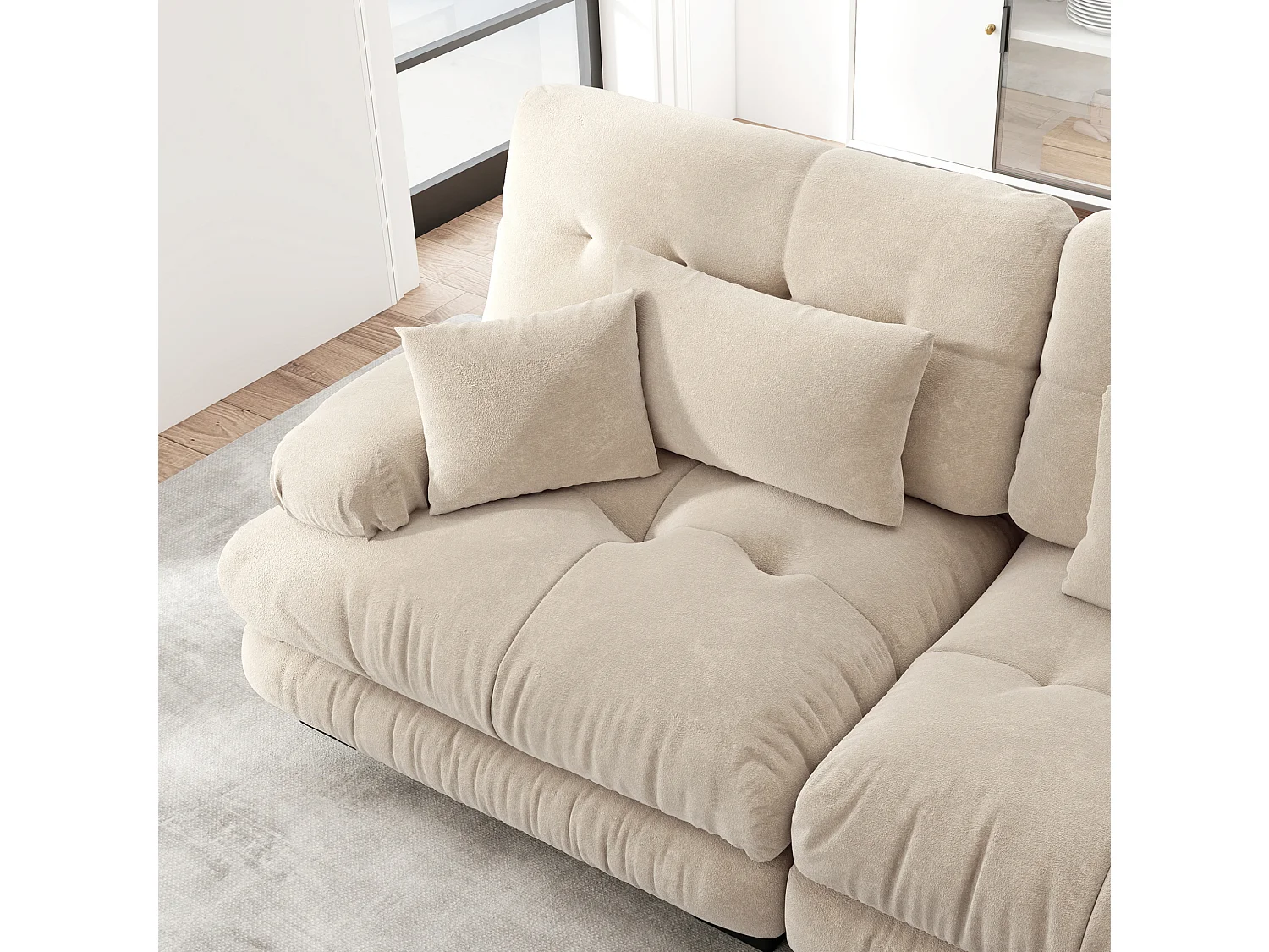 Canapé modulable 3 places en chenille avec assise profonde - Marron clair
