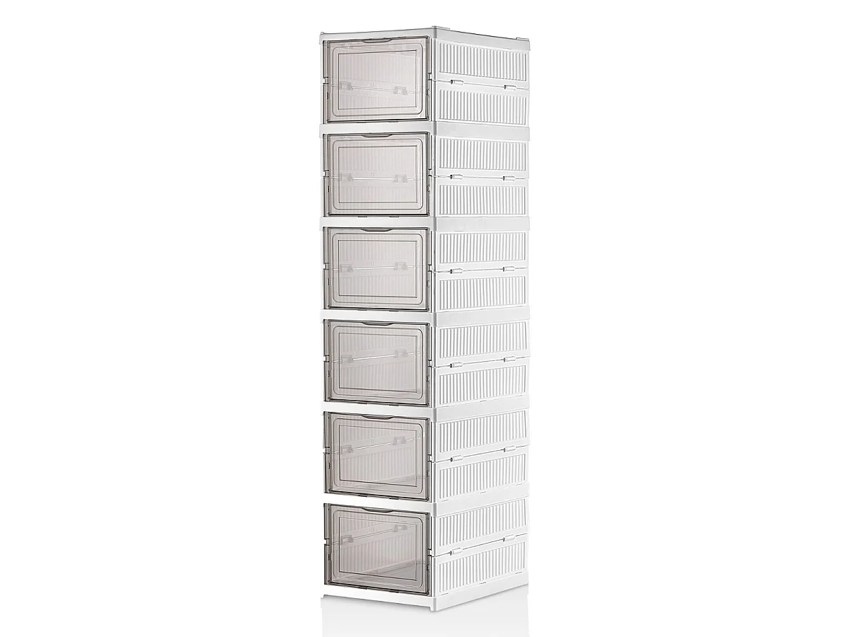 White 6-Level Shoe Cabinet H105 cm - MIRA