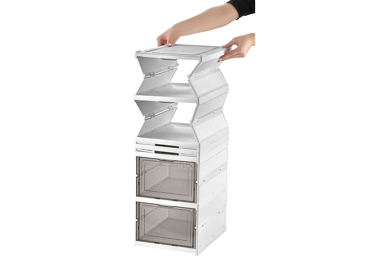 White 6-Level Shoe Cabinet H105 cm - MIRA