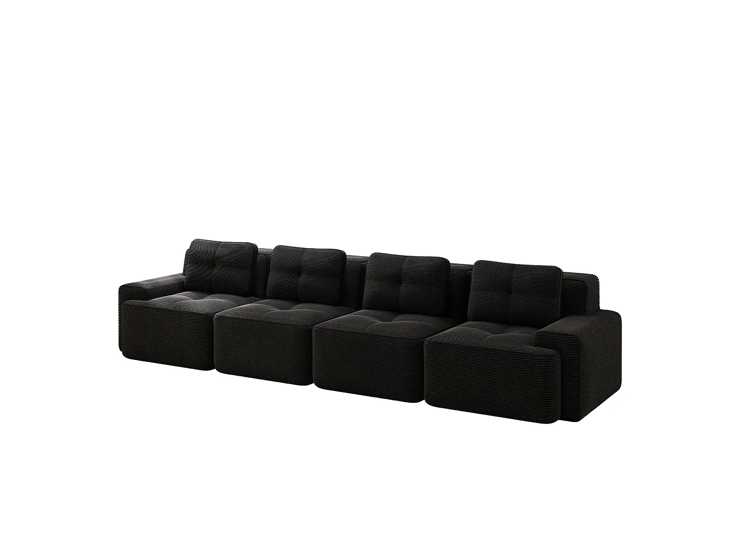 Canapé modulable 4 places 382 cm en velours côtelé - Noir - Sans montage