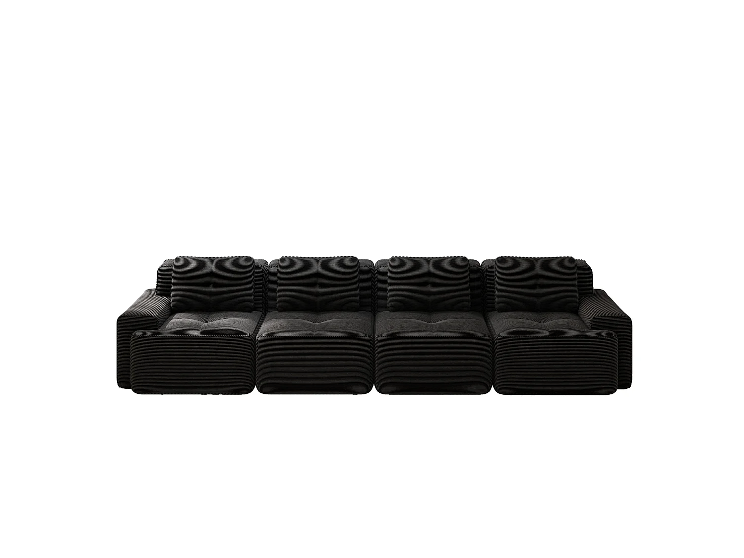 Canapé modulable 4 places 382 cm en velours côtelé - Noir - Sans montage