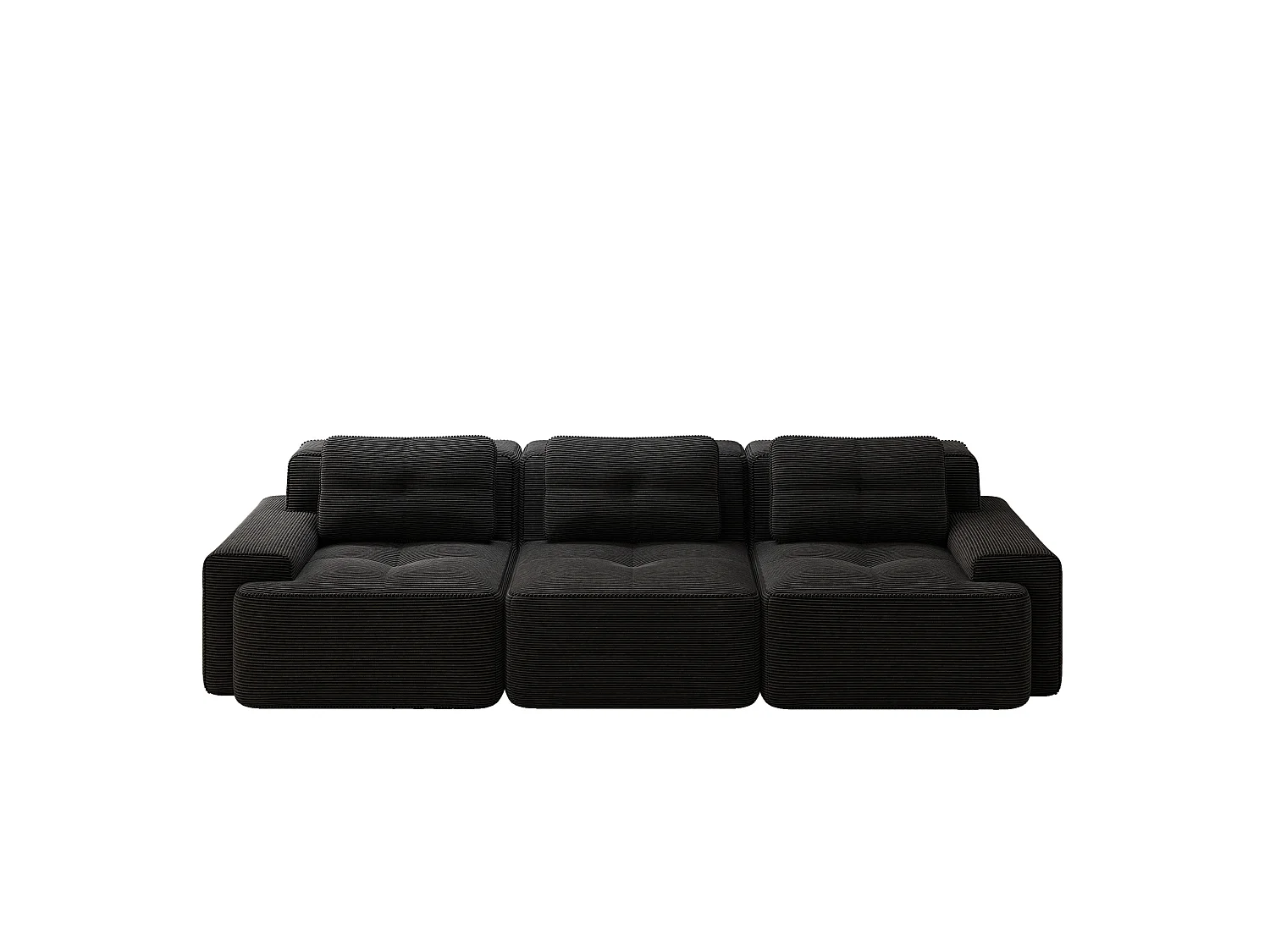 Canapé modulable 3 places avec 3 coussins et assise profonde 74 cm - Noir