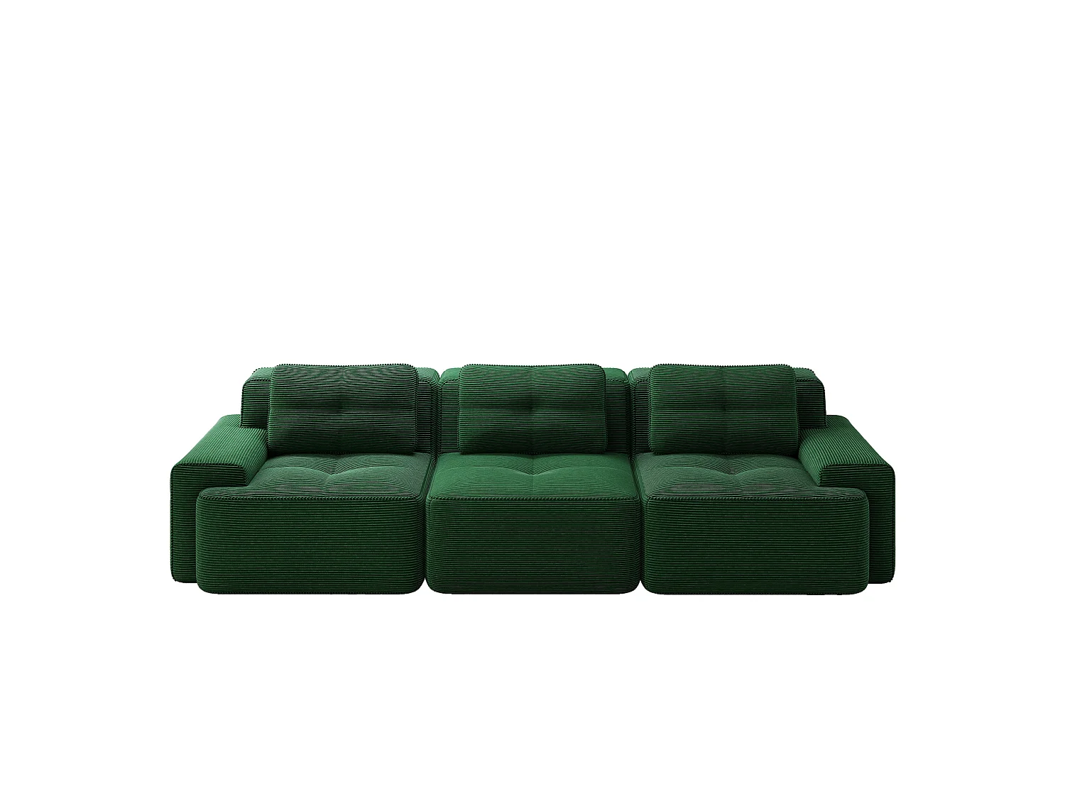 Canapé modulable 3 places avec 3 coussins et assise profonde 74 cm - Vert