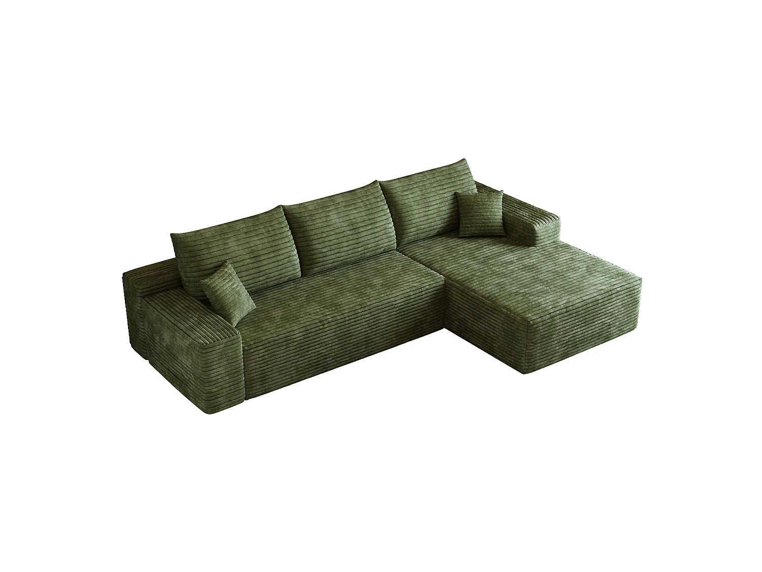 Canapé d'angle modulable 3 places 270 cm en tissu - Sans montage - Vert