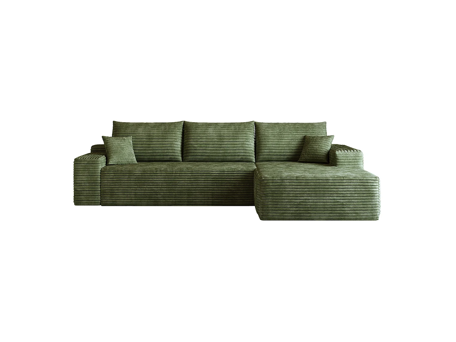Canapé d'angle modulable 3 places 270 cm en tissu - Sans montage - Vert