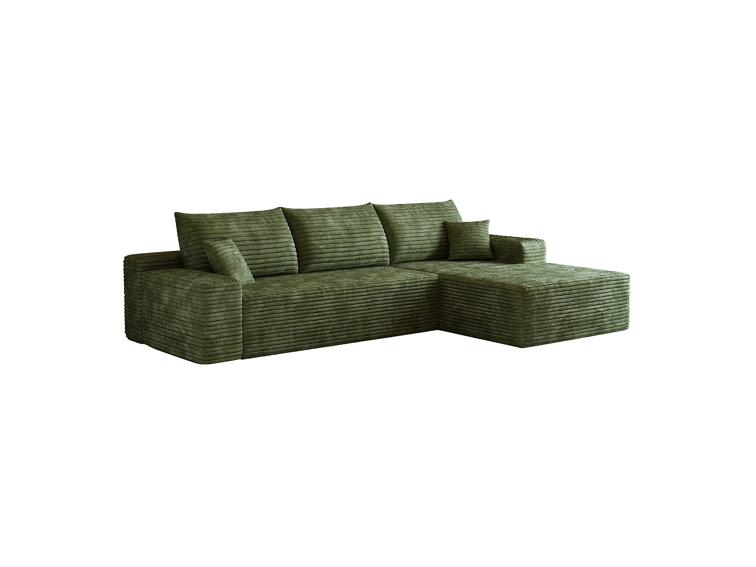 Canapé d'angle modulable 3 places 270 cm en tissu - Sans montage - Vert