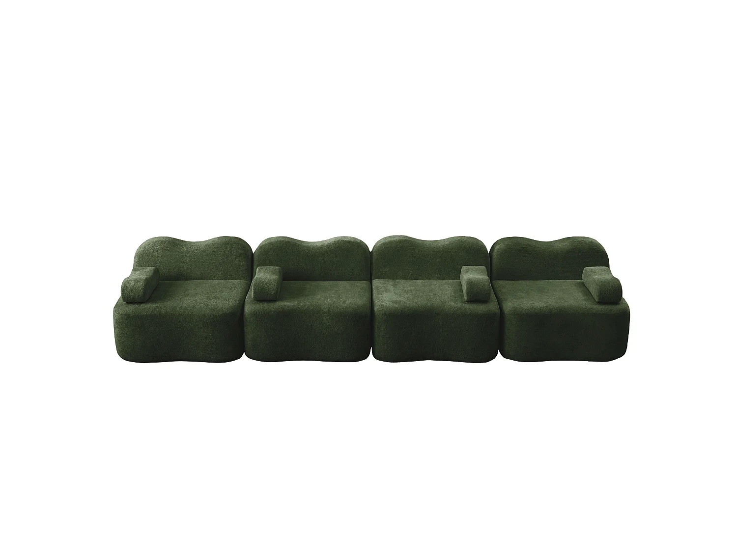 Canapé modulable 4 places 384 cm en velours - Vert