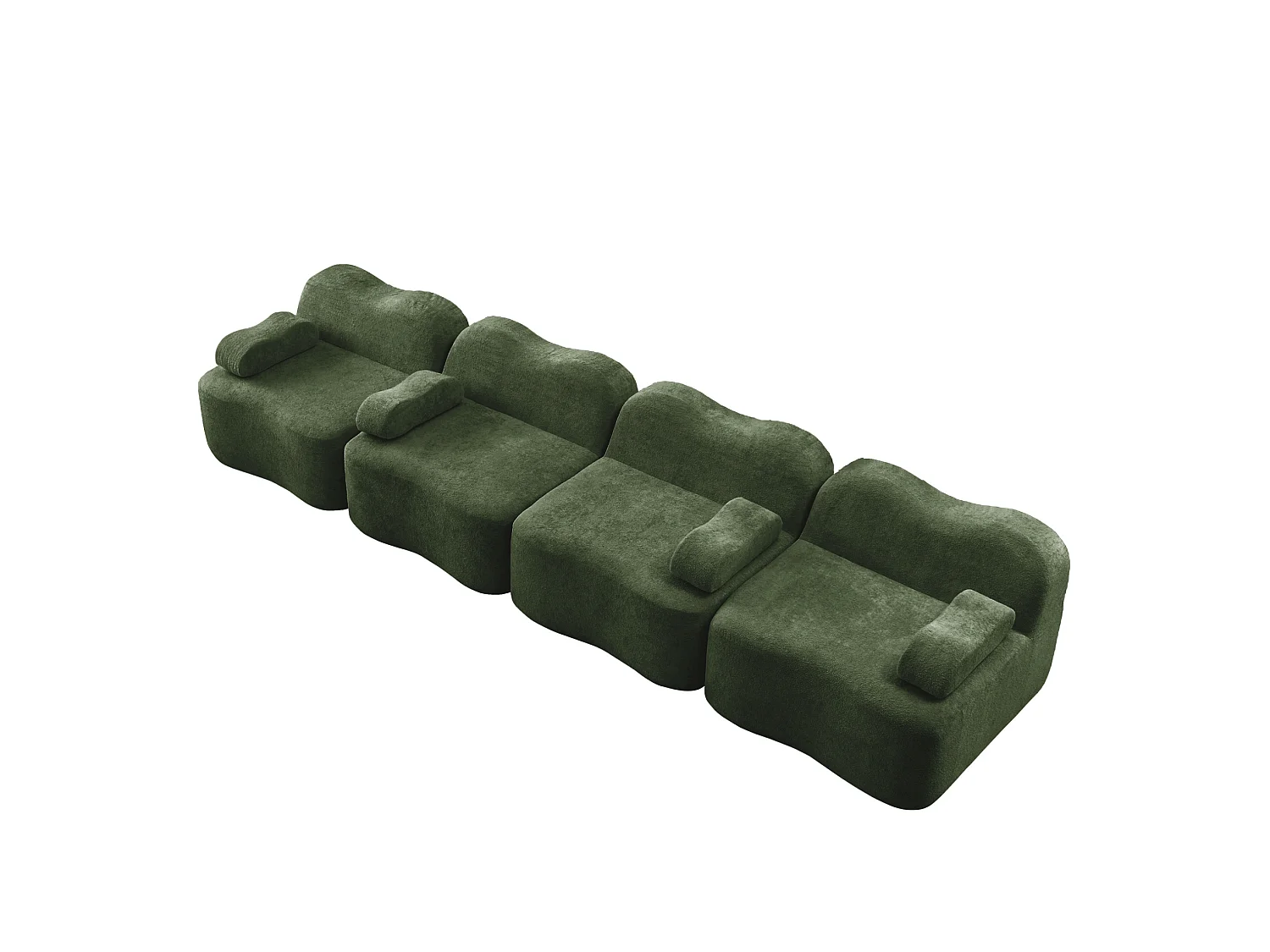 Canapé modulable 4 places 384 cm en velours - Vert