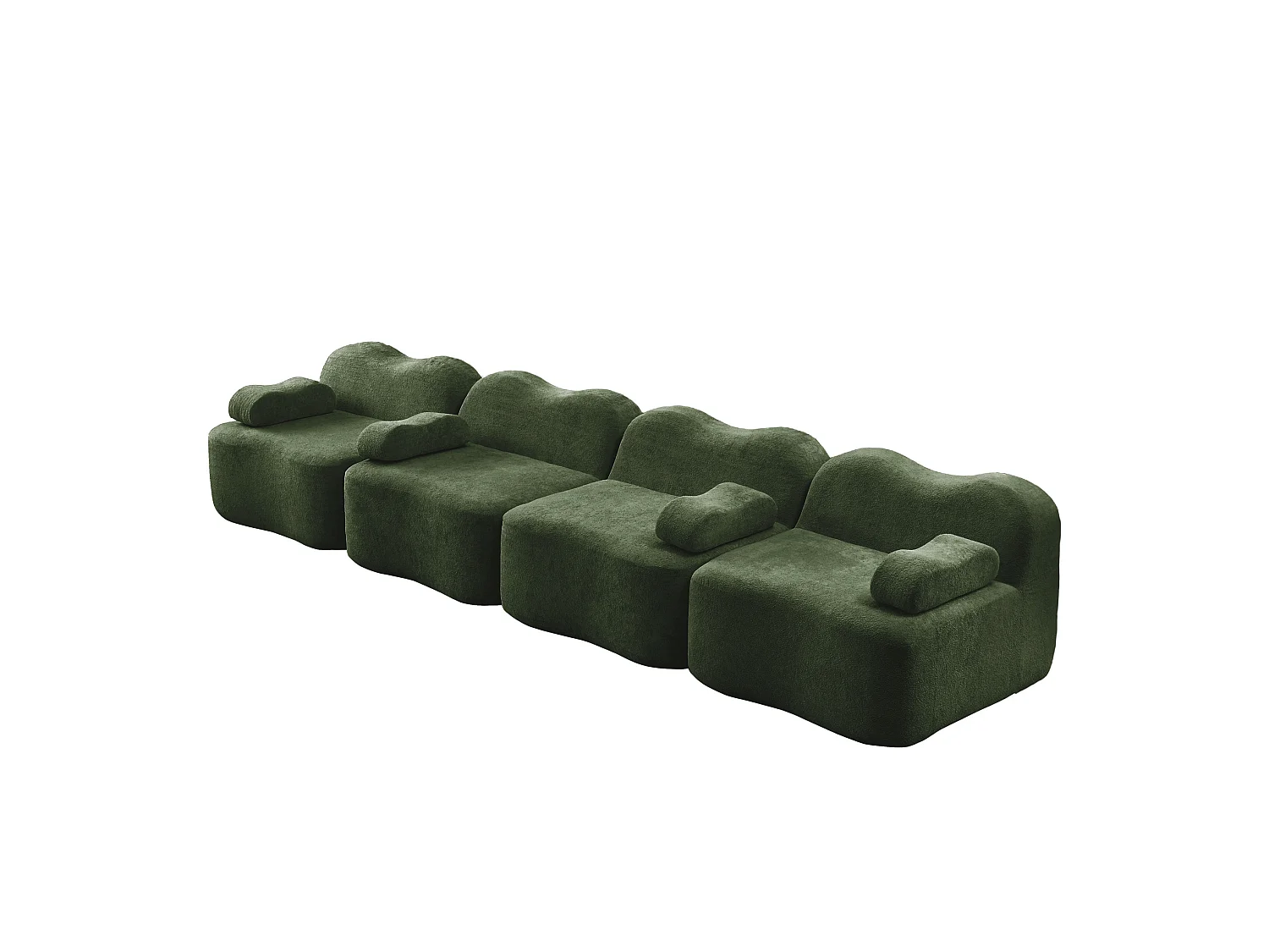 Canapé modulable 4 places 384 cm en velours - Vert