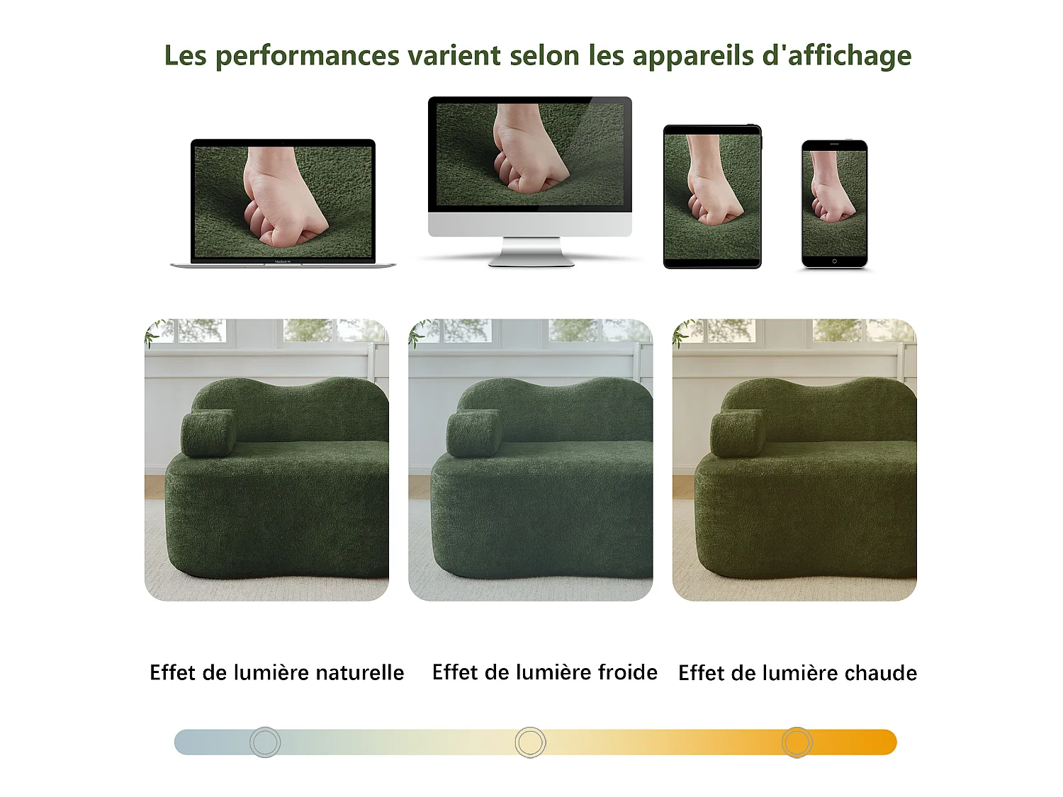 Canapé modulable 4 places 384 cm en velours - Vert