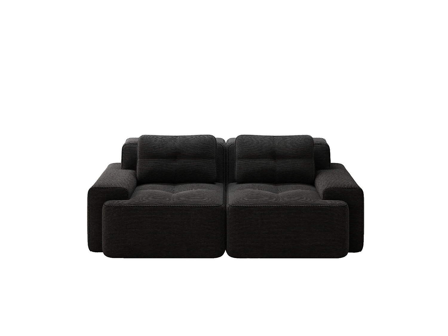 Canapé modulable 2 places en velours côtelé à assise profonde - Noir