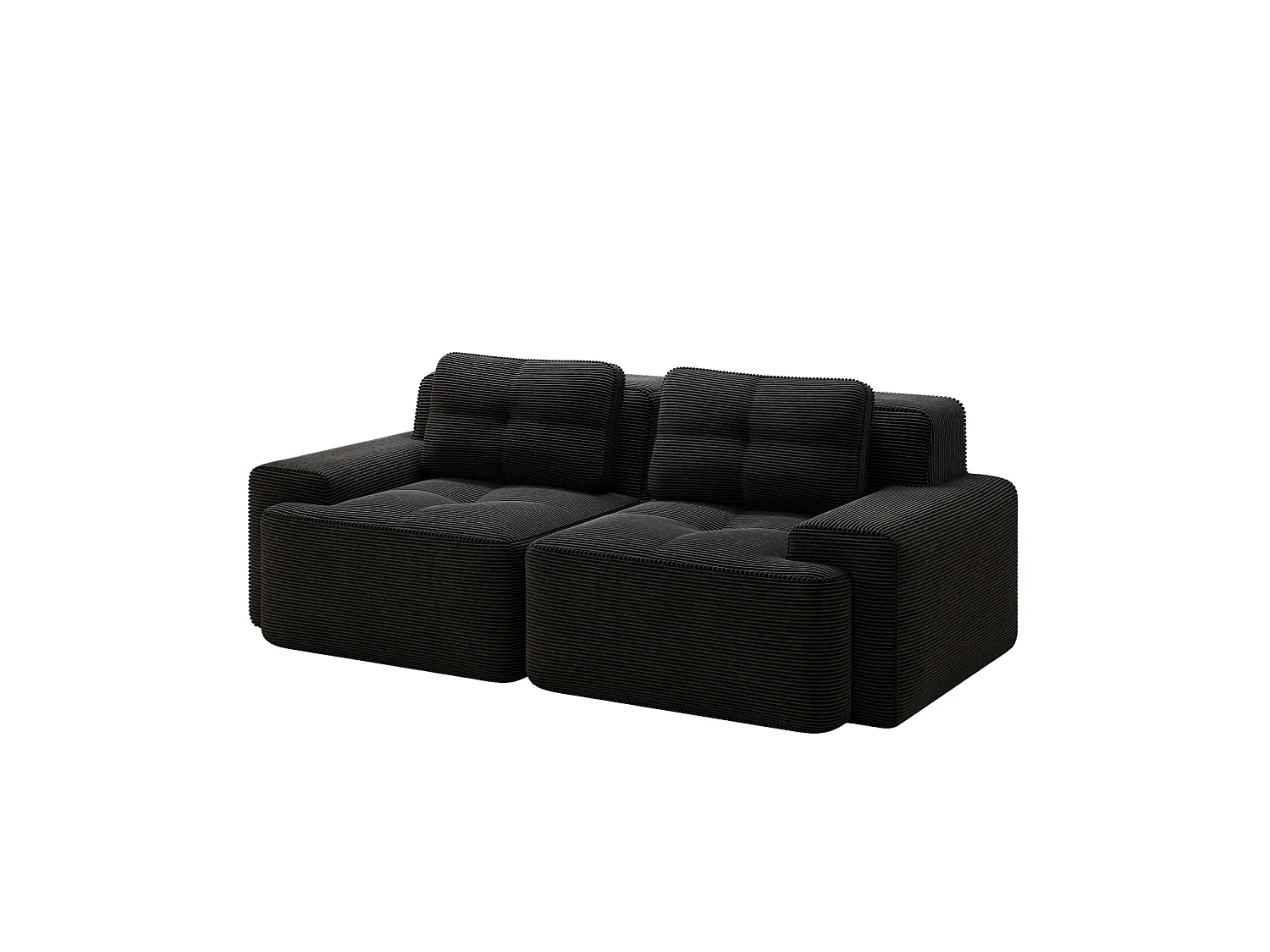 Canapé modulable 2 places en velours côtelé à assise profonde - Noir