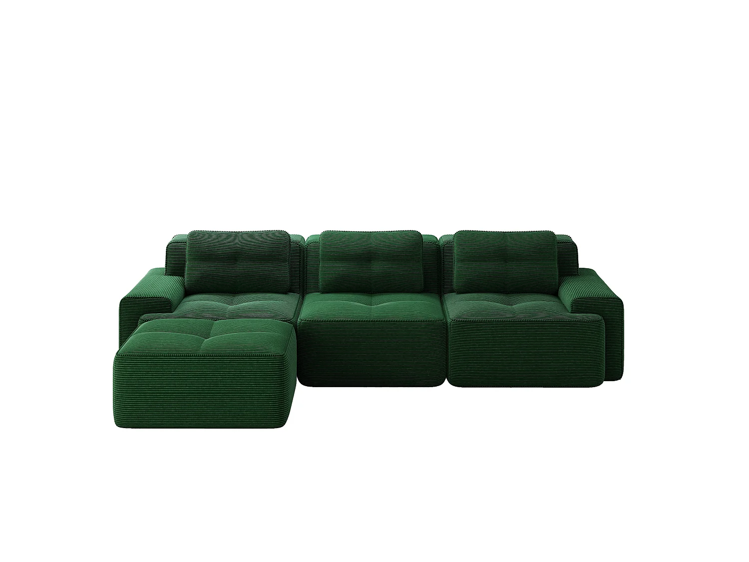 Canapé modulable 3 places avec pouf et 3 coussins - Vert