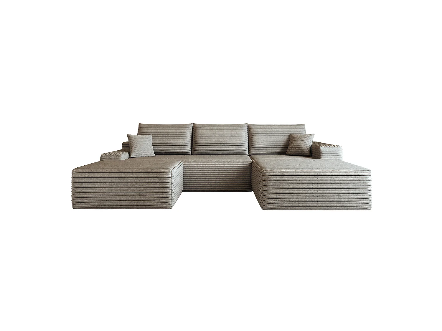 Canapé d'angle modulable 3 places 270 cm en velours côtelé avec pouf - Camel