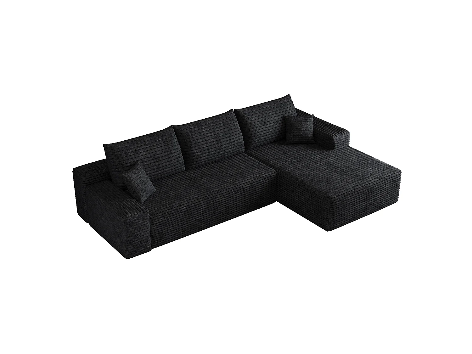 Canapé d'angle modulable 3 places 270 cm en tissu - Sans montage - Noir