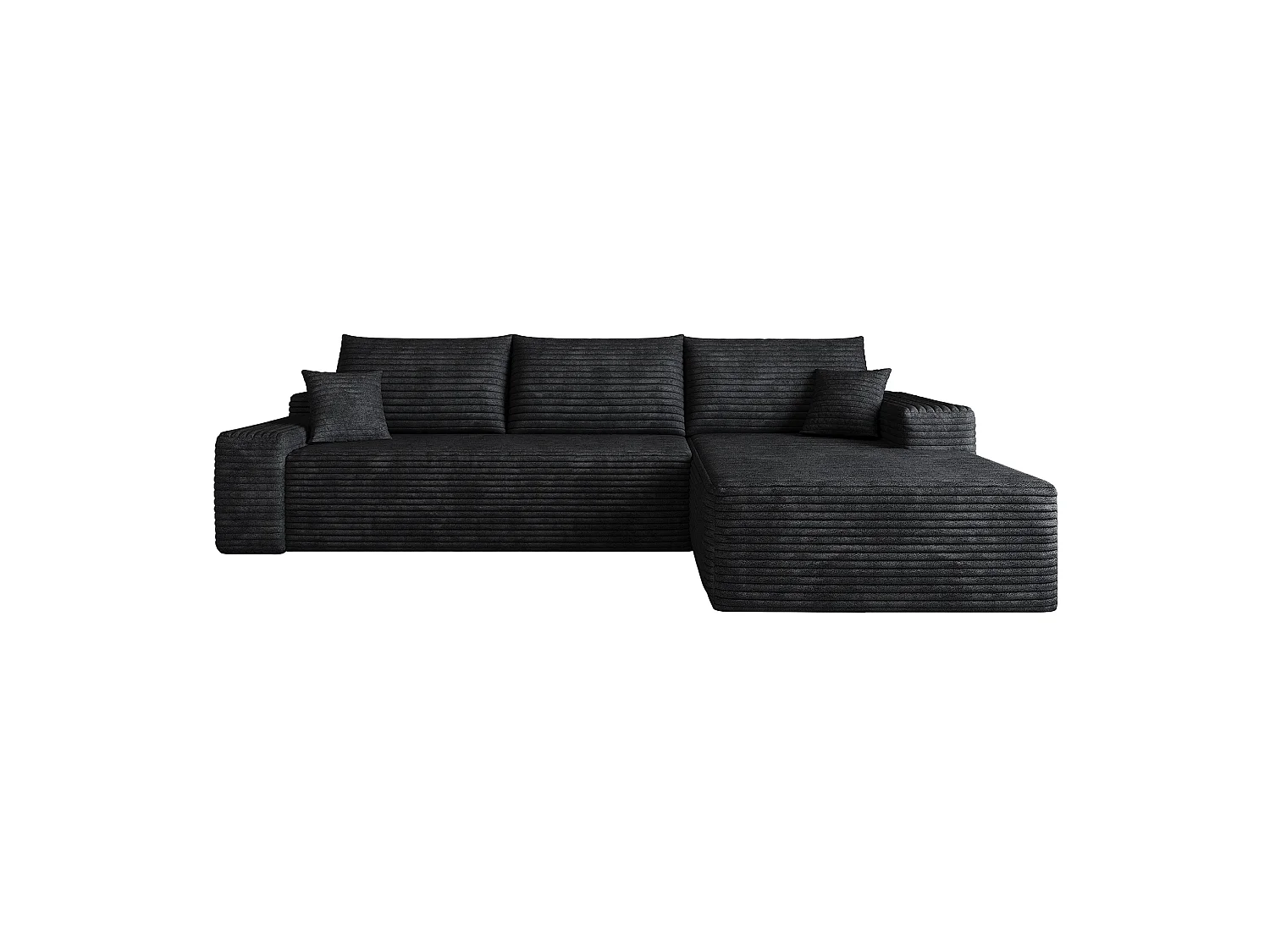 Canapé d'angle modulable 3 places 270 cm en tissu - Sans montage - Noir