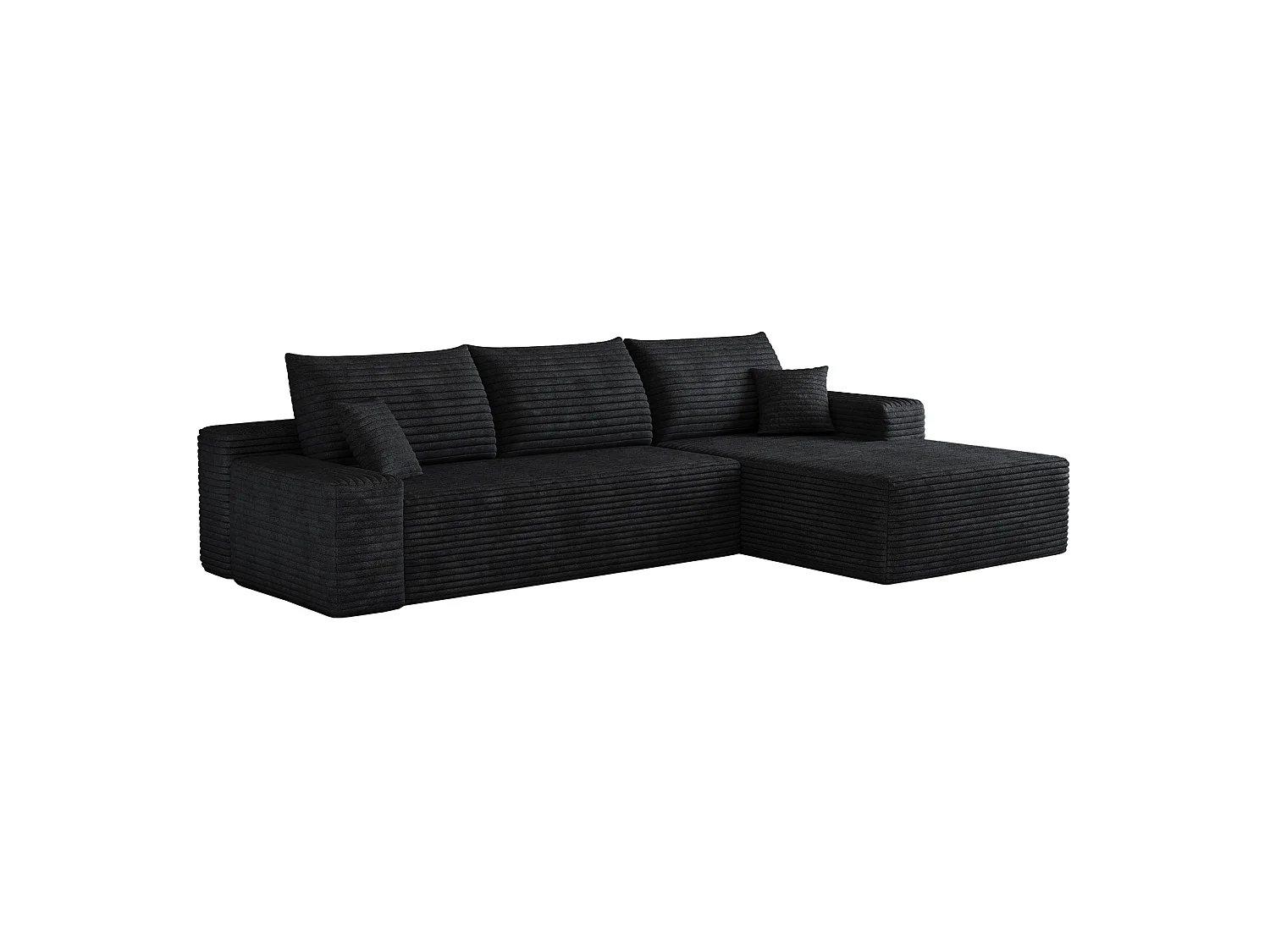 Canapé d'angle modulable 3 places 270 cm en tissu - Sans montage - Noir
