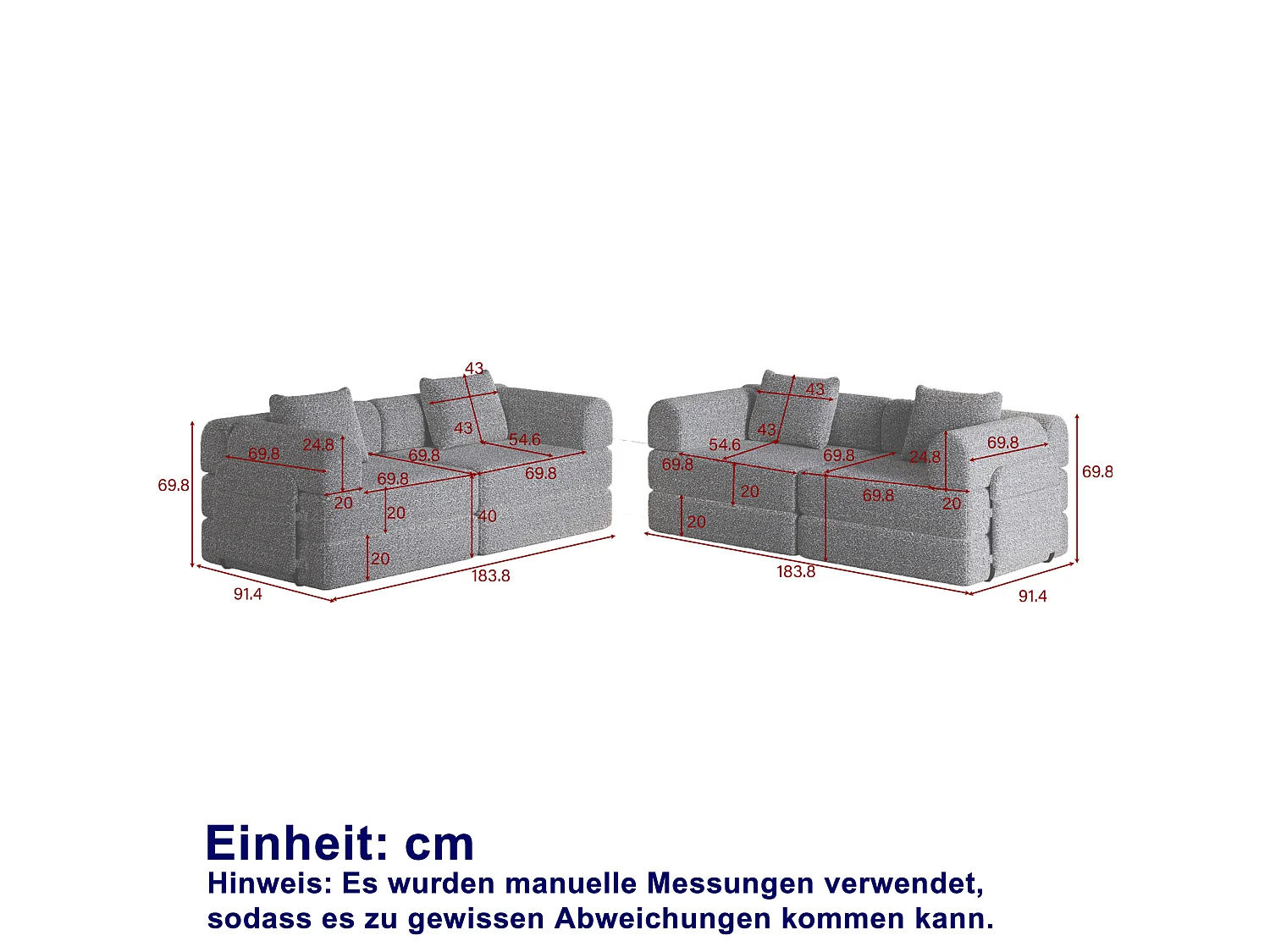 Sofá cama modular de 4 plazas de chenilla - Múltiples configuraciones - Verde