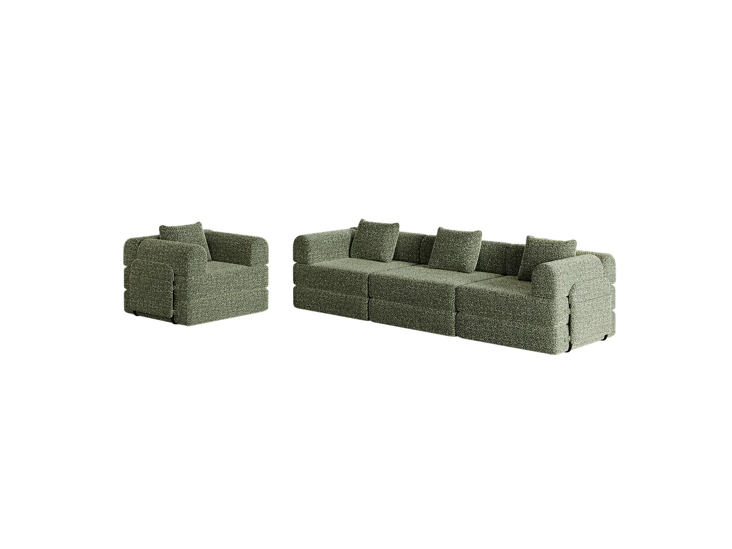 Sofá cama modular de 4 plazas de chenilla - Múltiples configuraciones - Verde