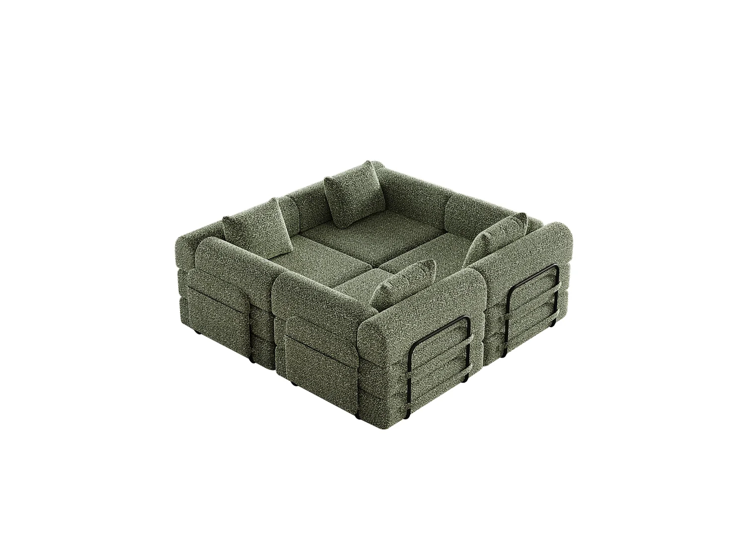 Sofá cama modular de 4 plazas de chenilla - Múltiples configuraciones - Verde