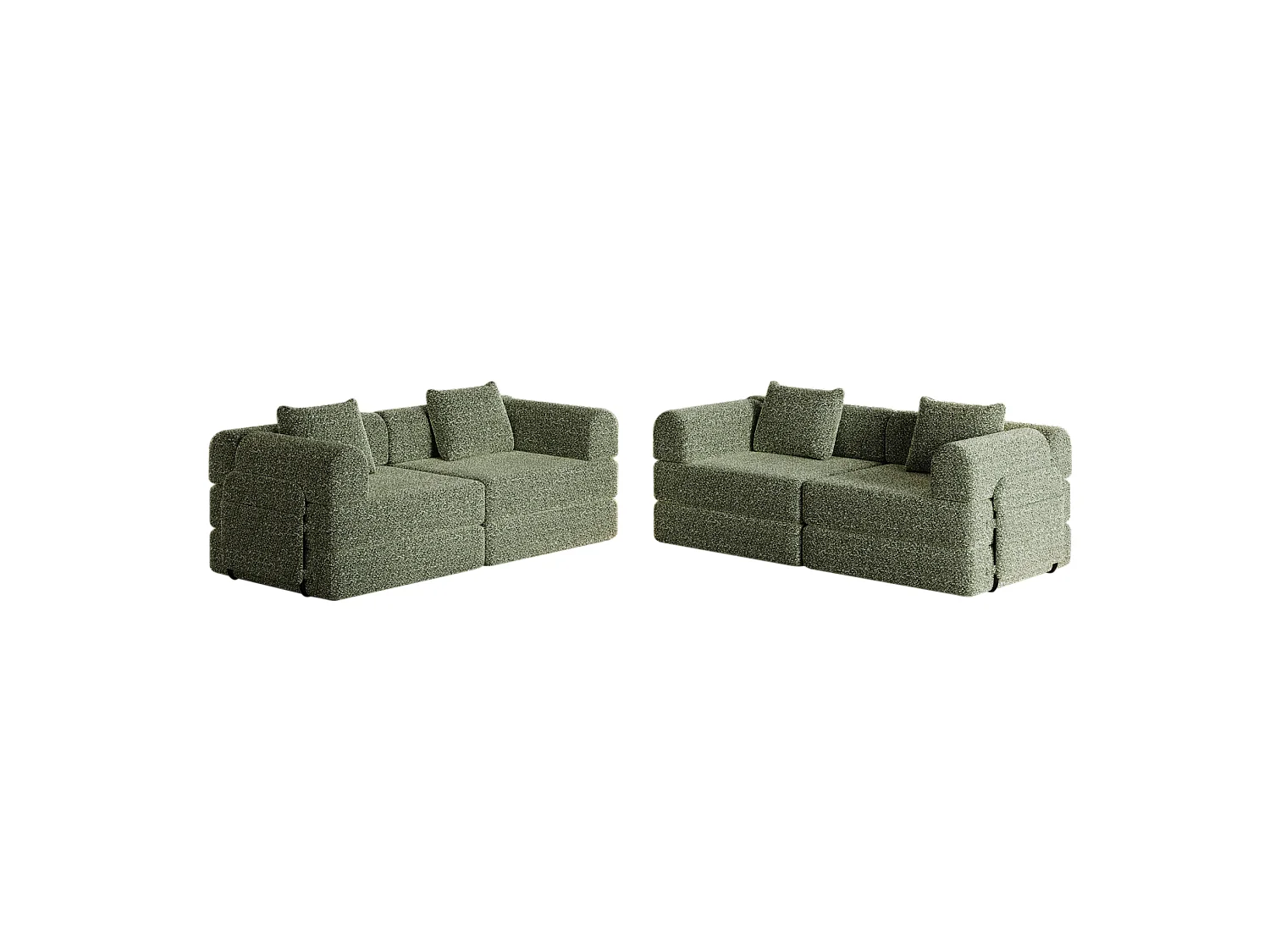 Sofá cama modular de 4 plazas de chenilla - Múltiples configuraciones - Verde