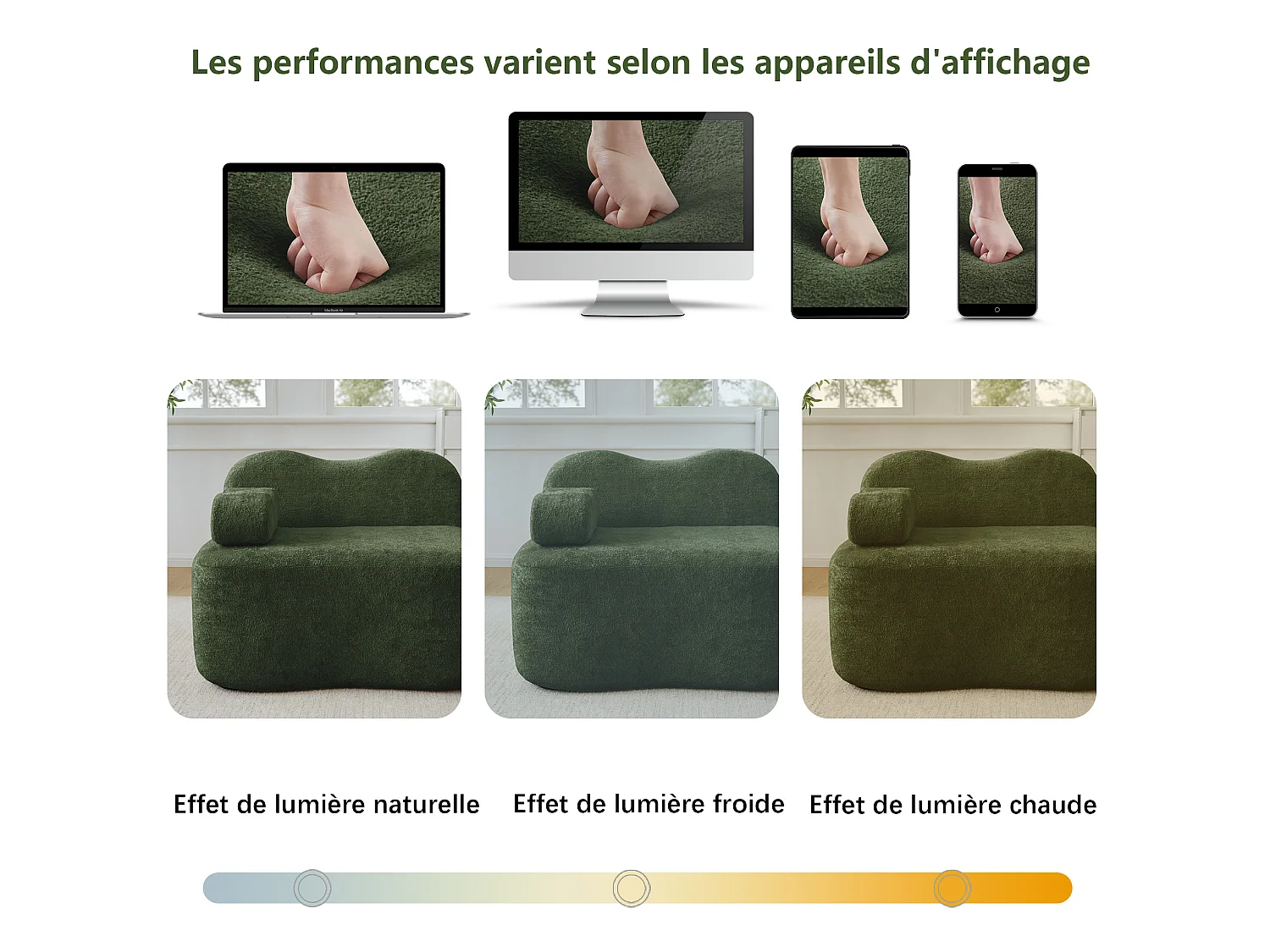Sofá modular de 2 plazas de terciopelo con otomana - Forma ondulada - Verde