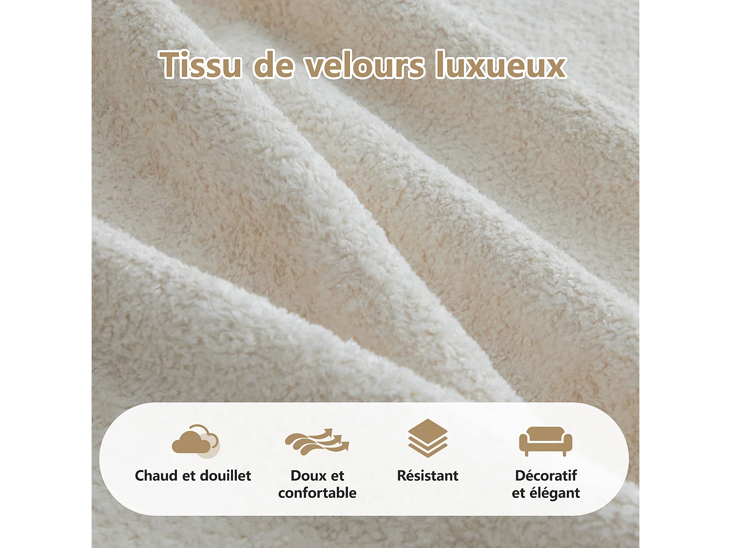 Sofá modular de 3 plazas de terciopelo con reposabrazos extraíbles y 2 otomanas - Naranja
