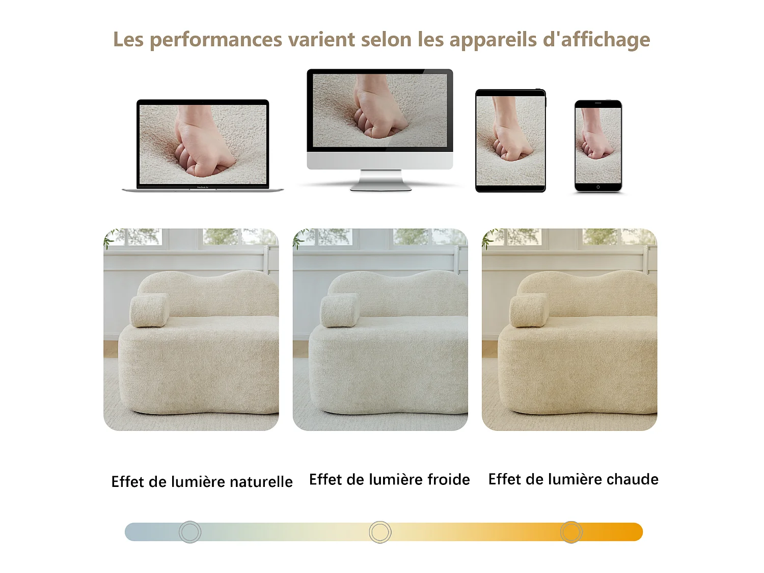 Sofá modular de 4 plazas, 384 cm, en terciopelo con otomana - Beige