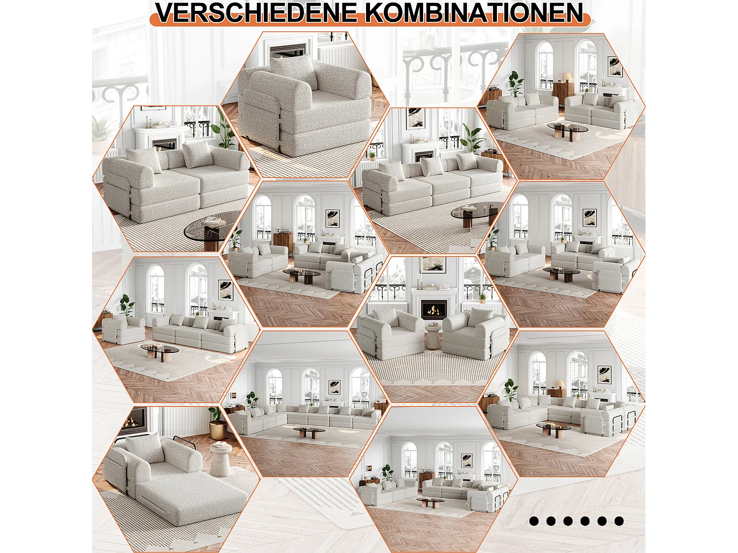 Sofá cama de 2 plazas de chenilla - Múltiples configuraciones - Caqui