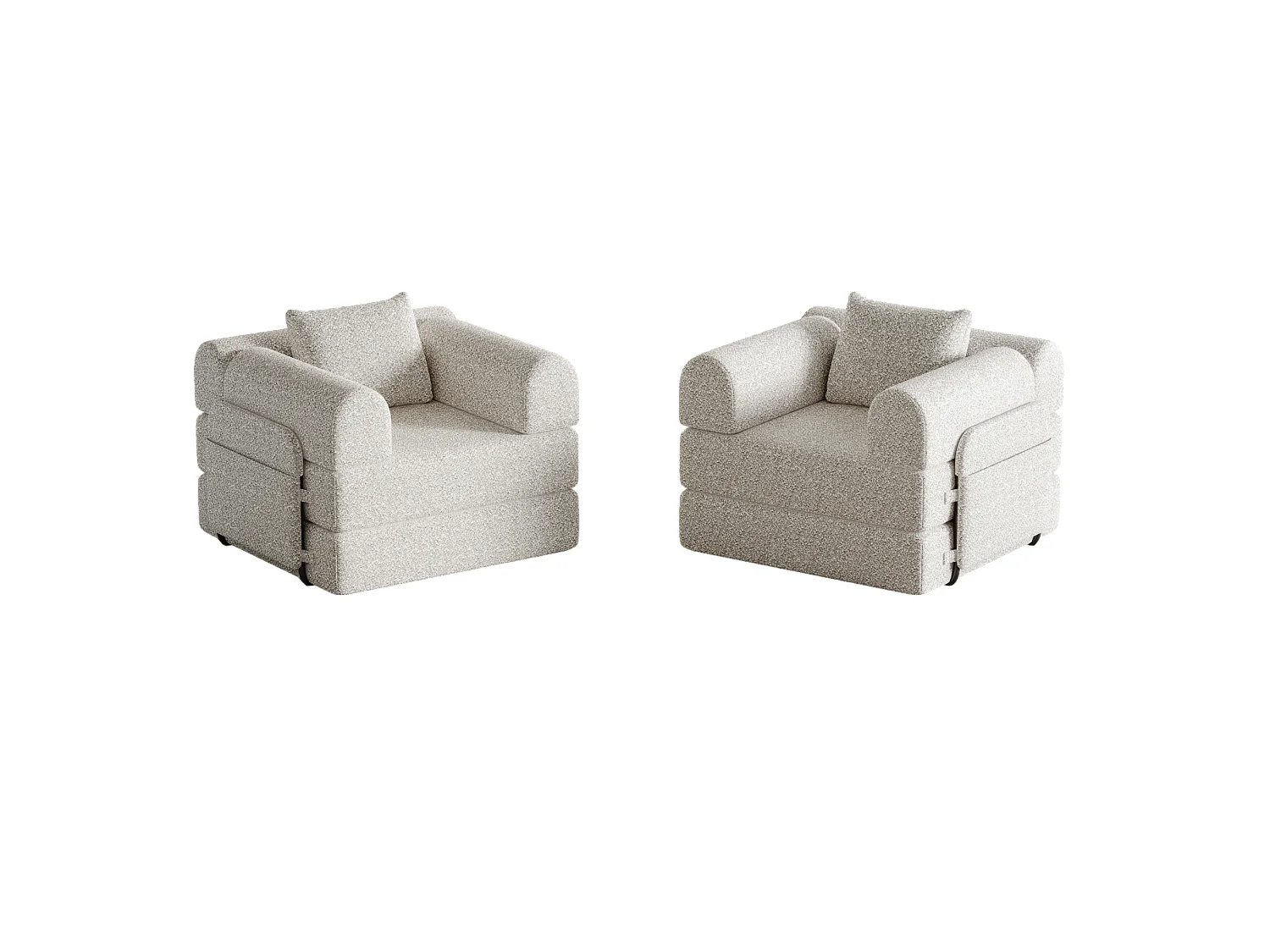 Sofá cama de 2 plazas de chenilla - Múltiples configuraciones - Caqui