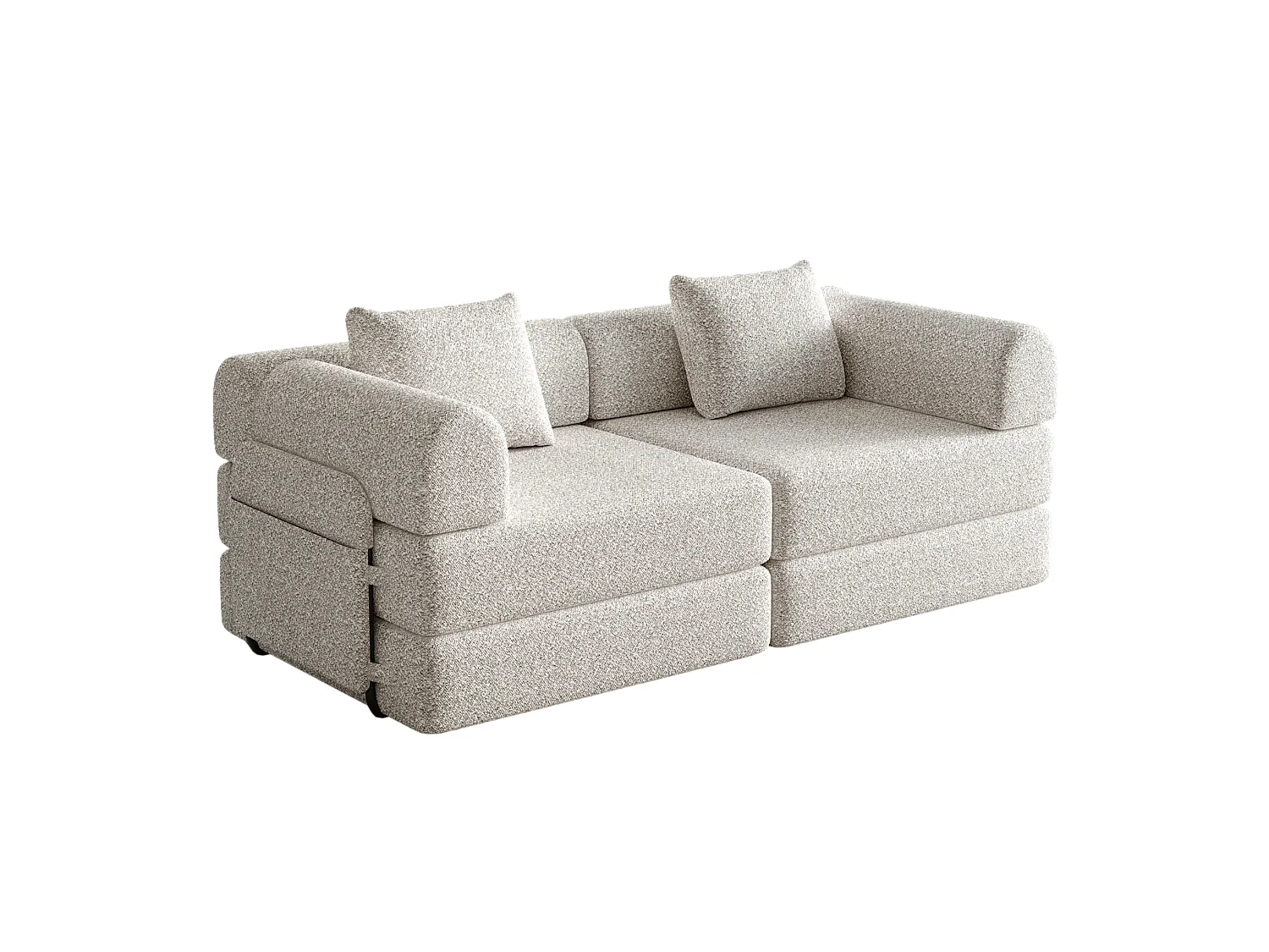 Sofá cama de 2 plazas de chenilla - Múltiples configuraciones - Caqui