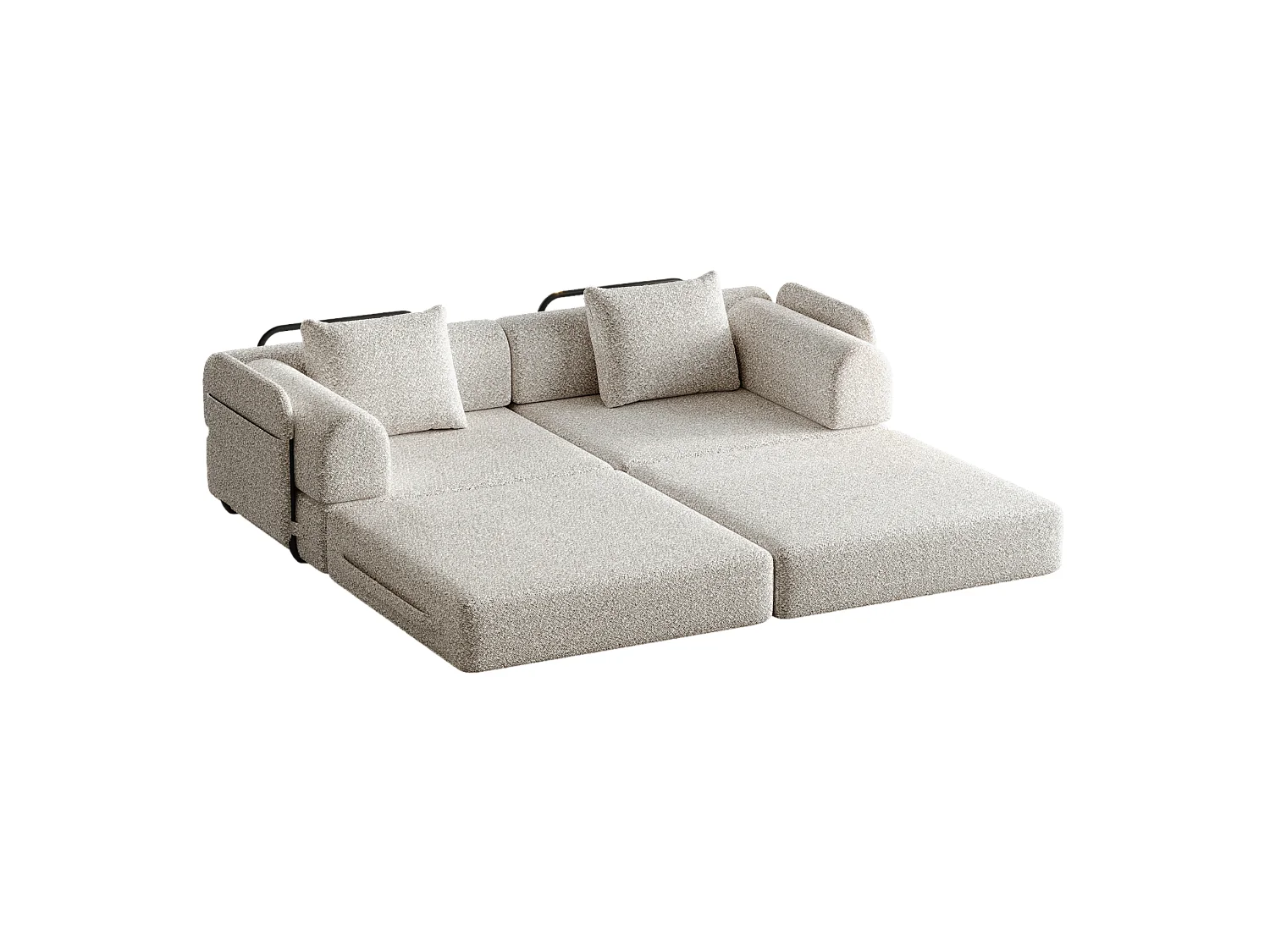 Sofá cama de 2 plazas de chenilla - Múltiples configuraciones - Caqui