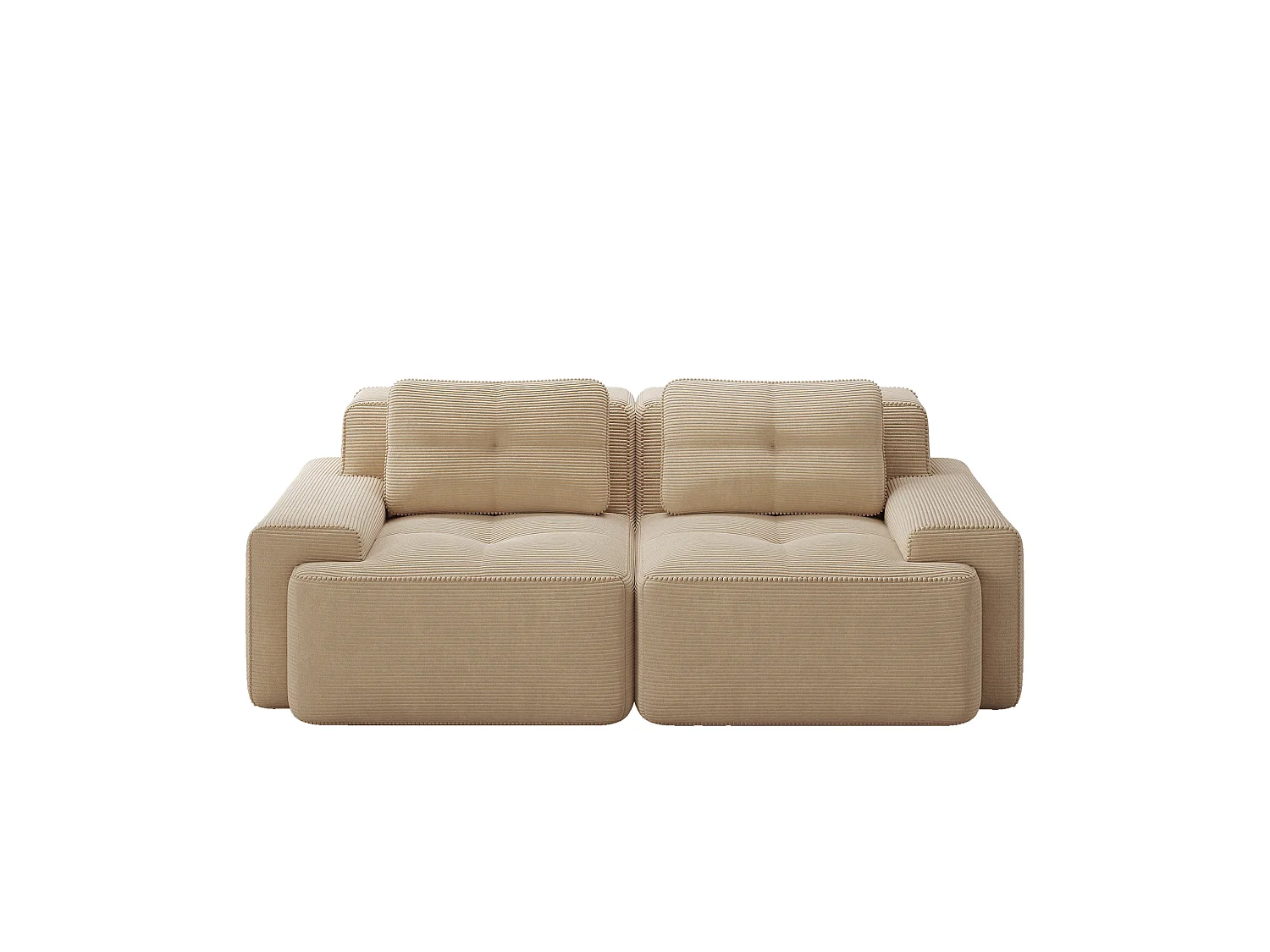 Canapé modulable 2 places en velours côtelé à assise profonde - Beige