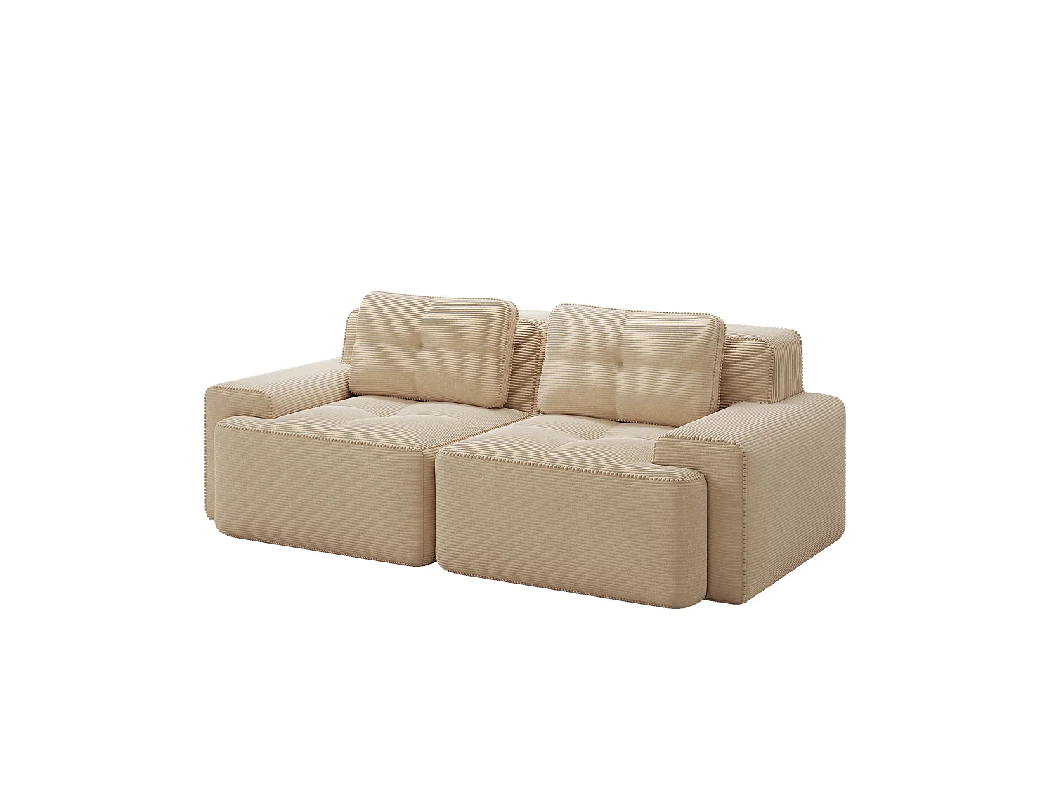 Canapé modulable 2 places en velours côtelé à assise profonde - Beige