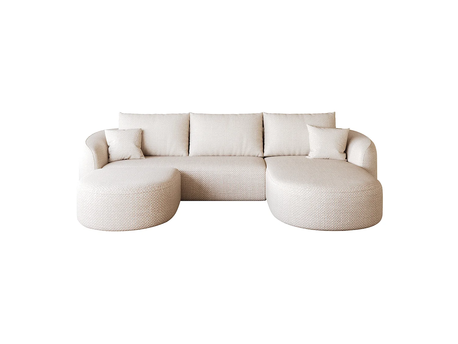 Canapé d'angle modulable en L 3 places en chenille avec pouf - Blanc