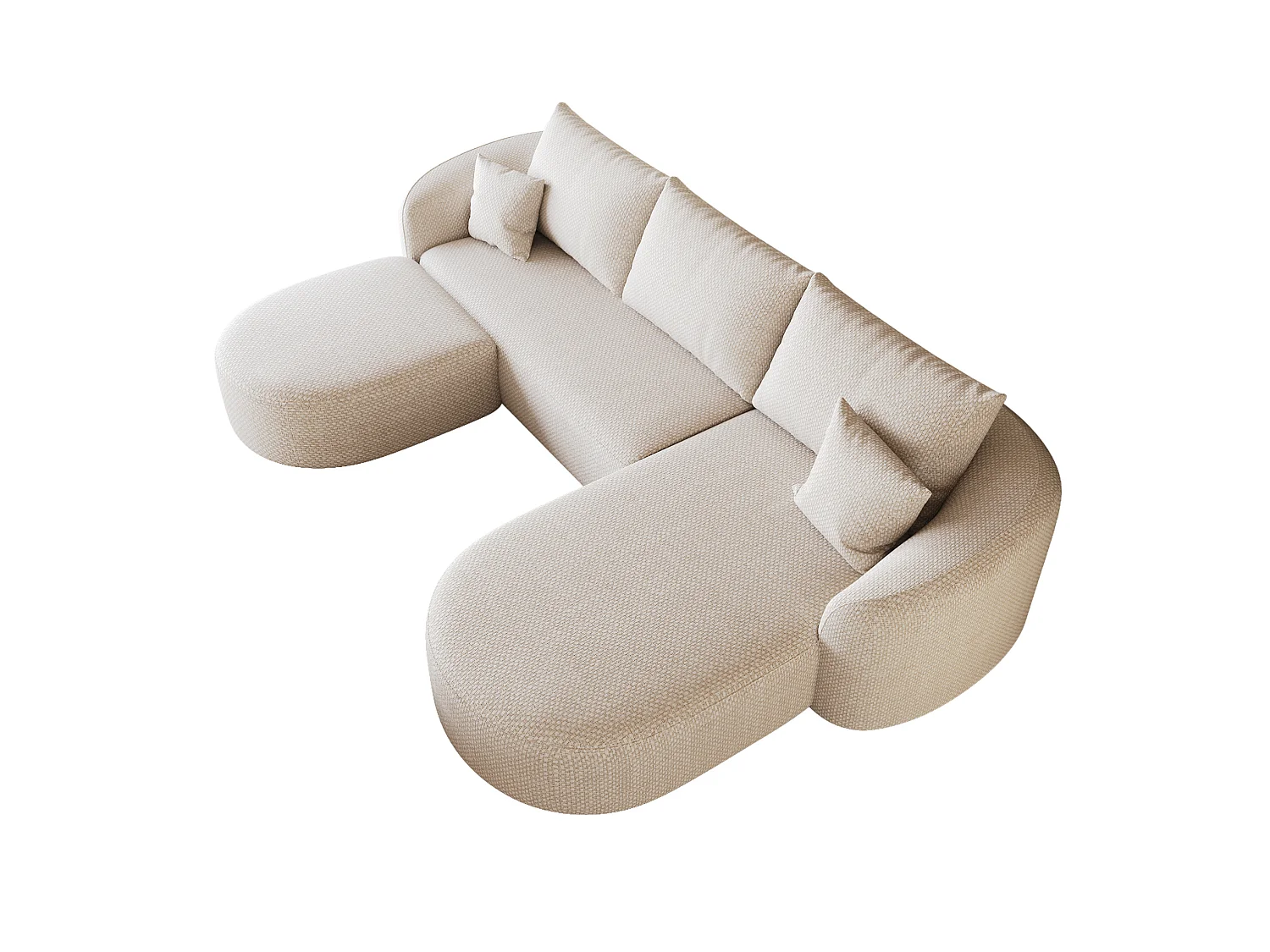 Canapé d'angle modulable en L 3 places en chenille avec pouf - Blanc