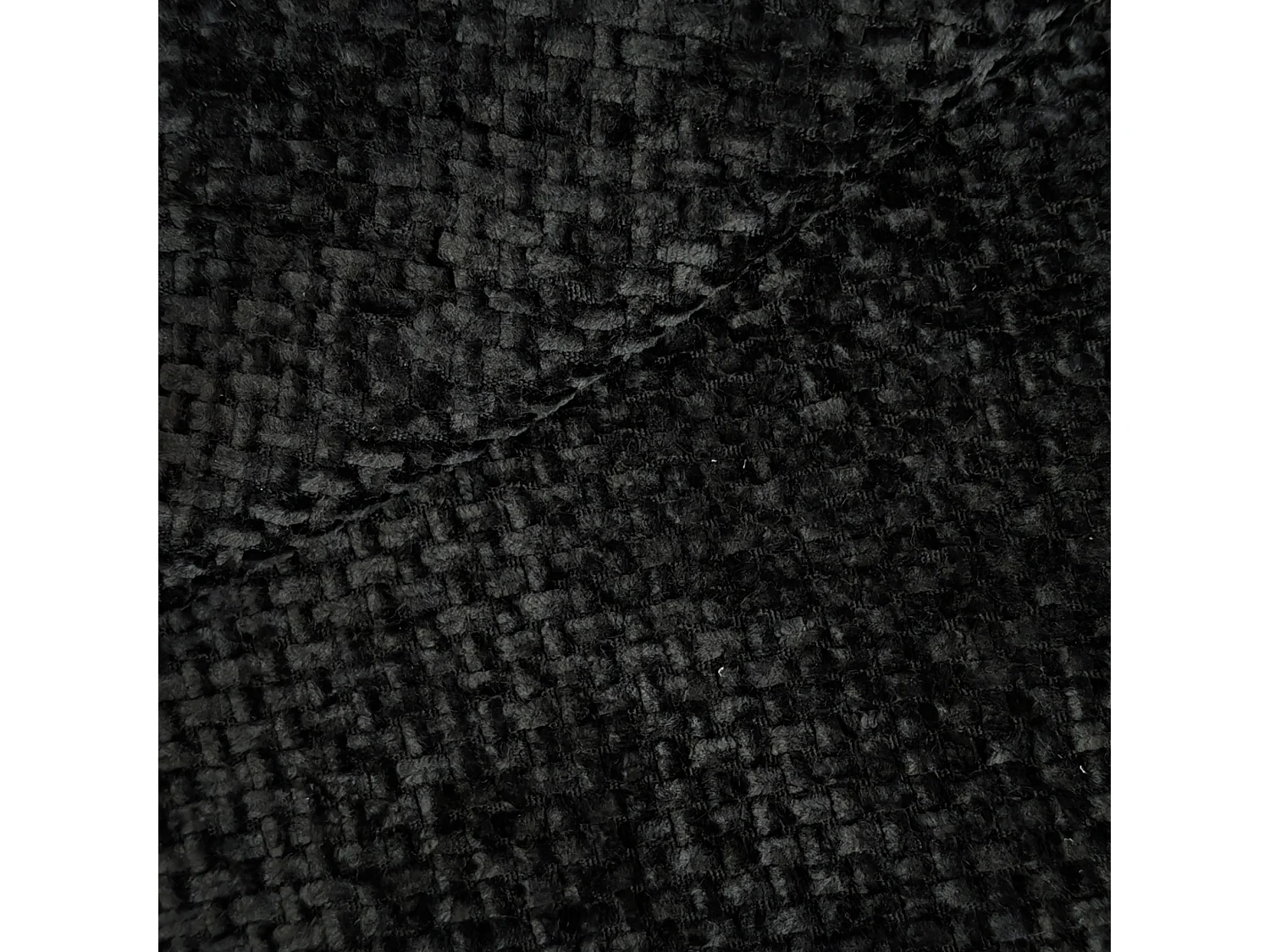 Canapé d'angle modulable en L 4 places en chenille avec pouf - Noir