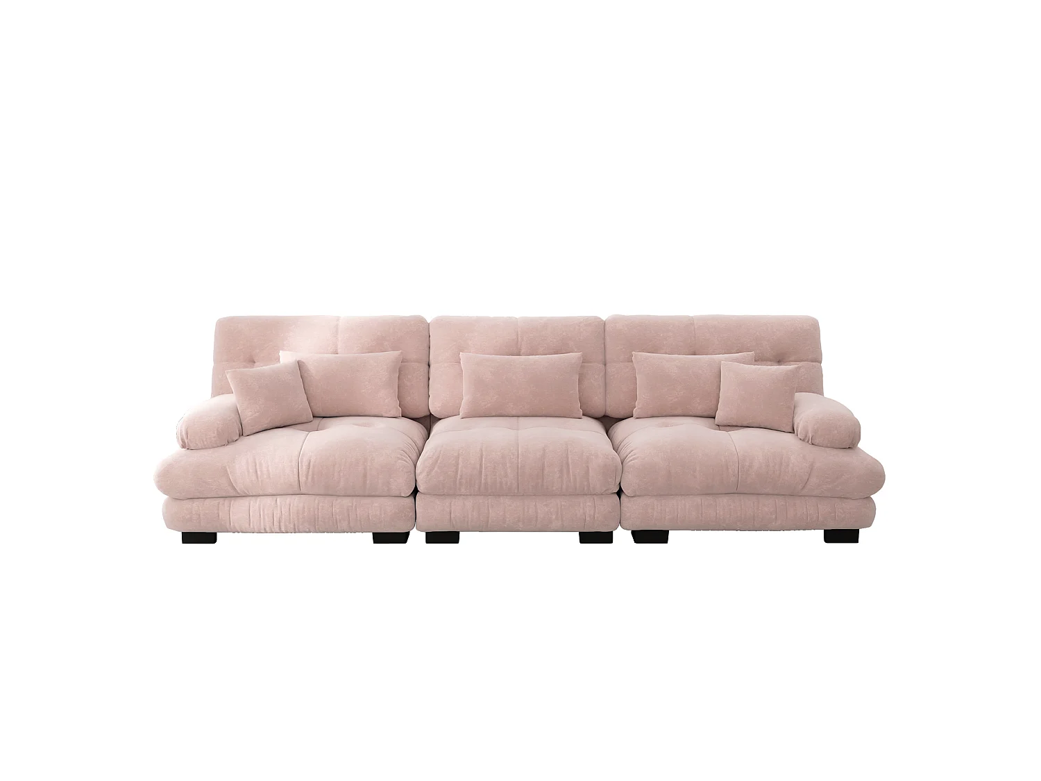 Canapé modulable 3 places en chenille avec assise profonde - Rose