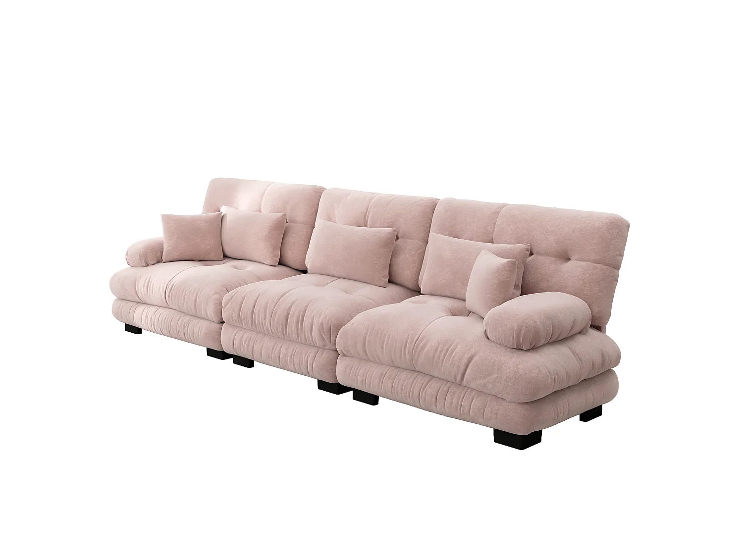 Canapé modulable 3 places en chenille avec assise profonde - Rose